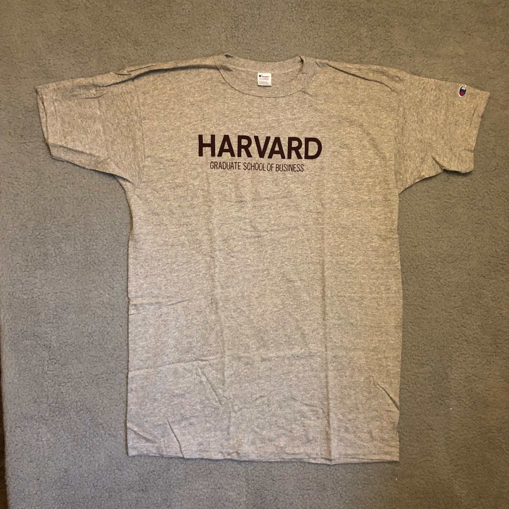 VTG 80's Champion Harvard Graduate School of Business Shirt XL Gray Made in USA